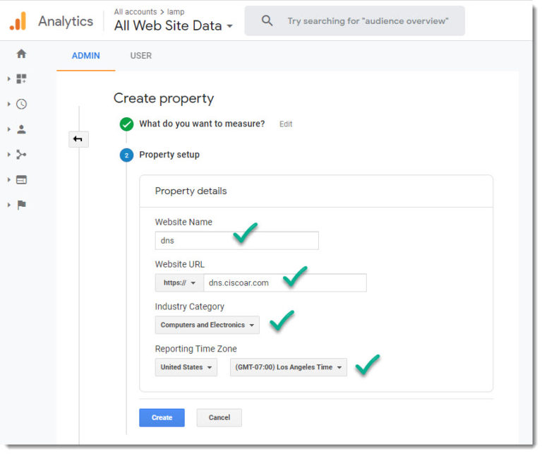 How to create a new Google Analytics Property LAMP